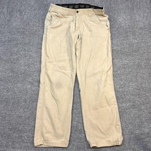 CAT Pants Mens 34x32 Beige Canvas Stretch Khakis Workwear Casual Outdoor Utility
